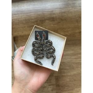 KTCollection Black Red Beaded Snake Earrings Costume Jewelry